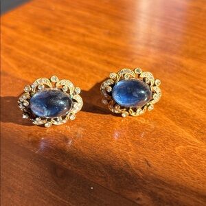 Elegant Blue and Gold tone cufflinks